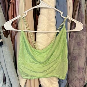 green shawl neck crop top